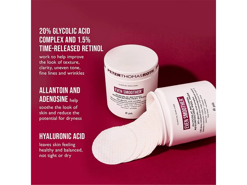 Peter Thomas Roth Even Smoother Glycolic Retinol Resurfacing Peel Pads 6 Peter Thomas Roth Even Smoother Glycolic Retinol Resurfacing Peel Pads - Image 6